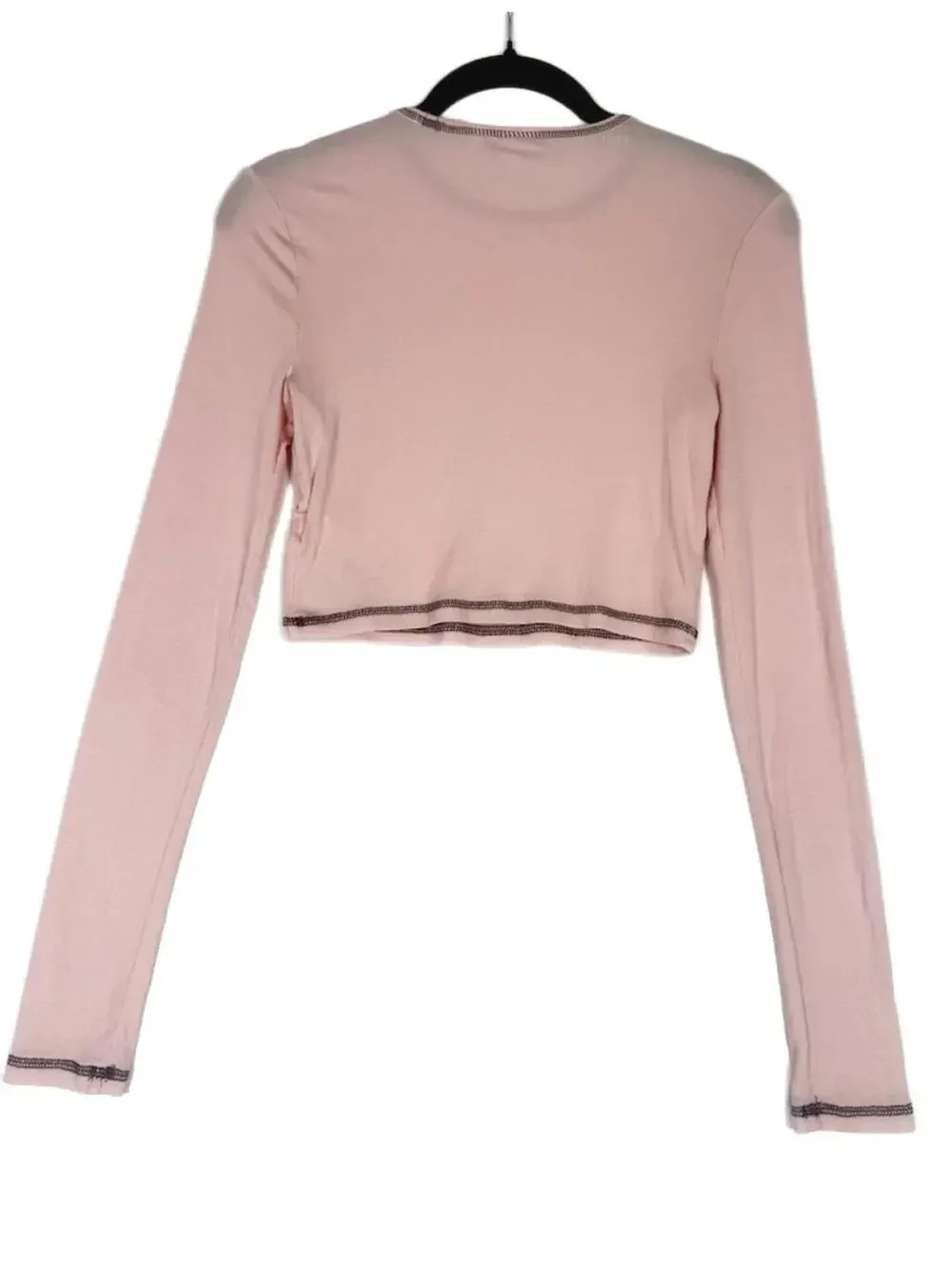Aritzia Sunday Best Womens Bliss Cropped Long Sleeve Ribbed Tee‎ Pink Size Small